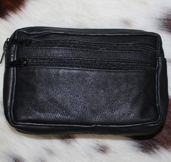 Pochette ceinture en cuir agneau noir