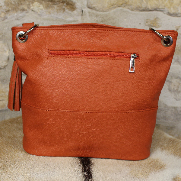 sac orange cuir