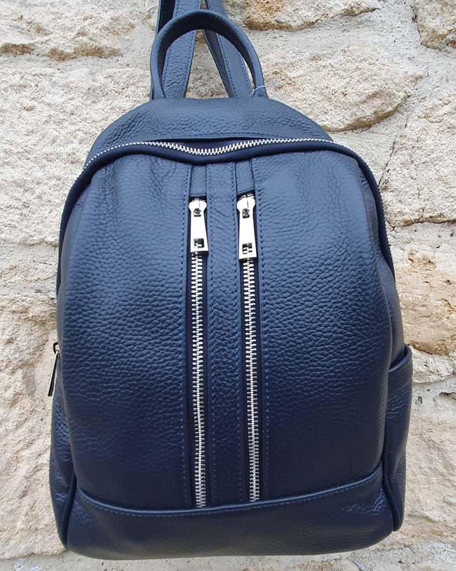 sac à dos en cuir vachette bleu marine