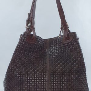 Sac à main en cuir marron tressé