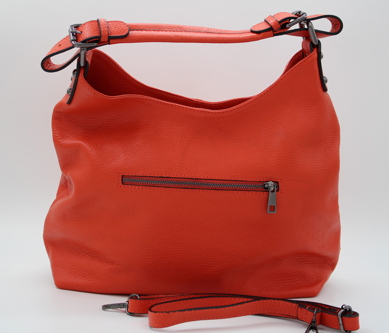 Sac main en cuir vachette orange
