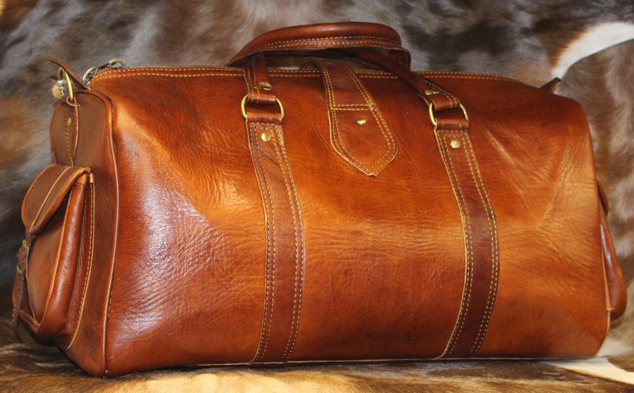 Grand sac de voyage en cuir véritable pour homme