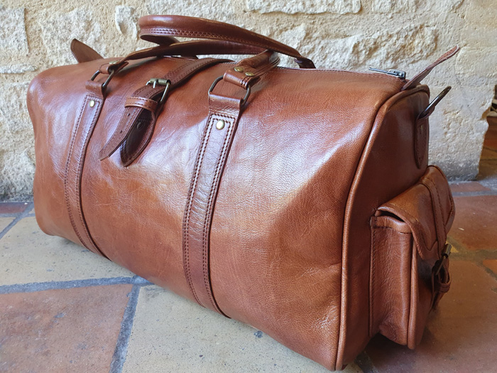 Sac de voyage en cuir marron, Qualité artisanale