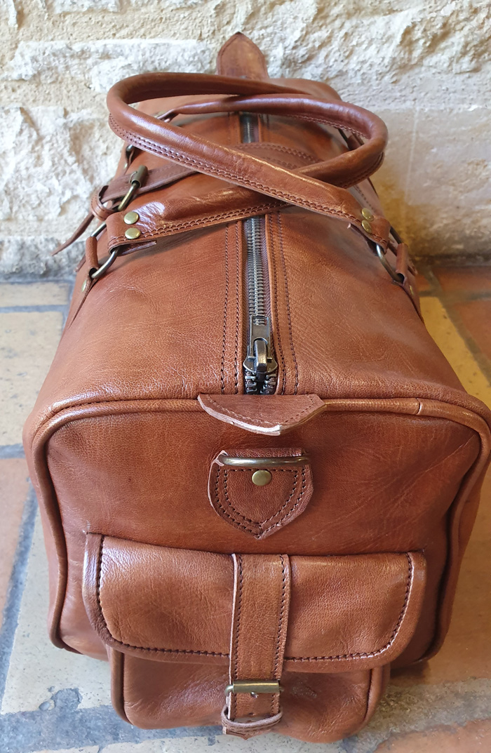 Sac de voyage en Cuir naturel - Marron - Grand format