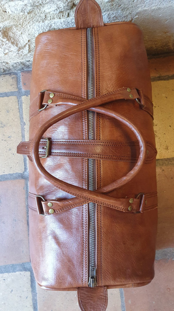 Sac de voyage en Cuir naturel - Marron - Grand format