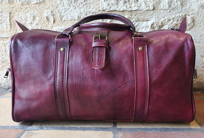 Sac de voyage en Cuir - Rouge foncé - Grand format