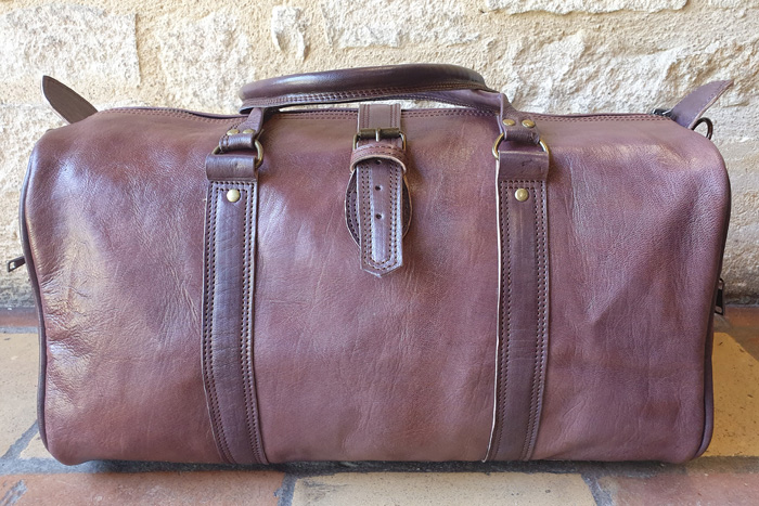 Sac de voyage en Cuir veritable- Marron foncé - Grand Format