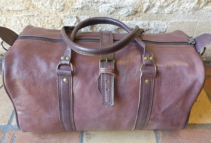 Grand sac de voyage en cuir véritable pour homme