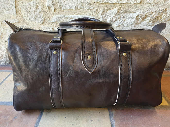 Sac de voyage en Cuir naturel - Noir - Grand format