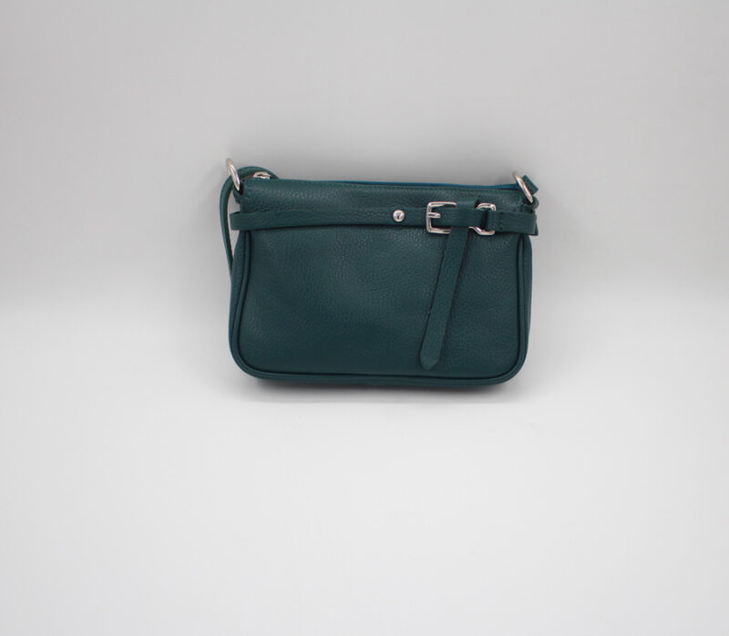 Pochette cuir vachette bleu canard