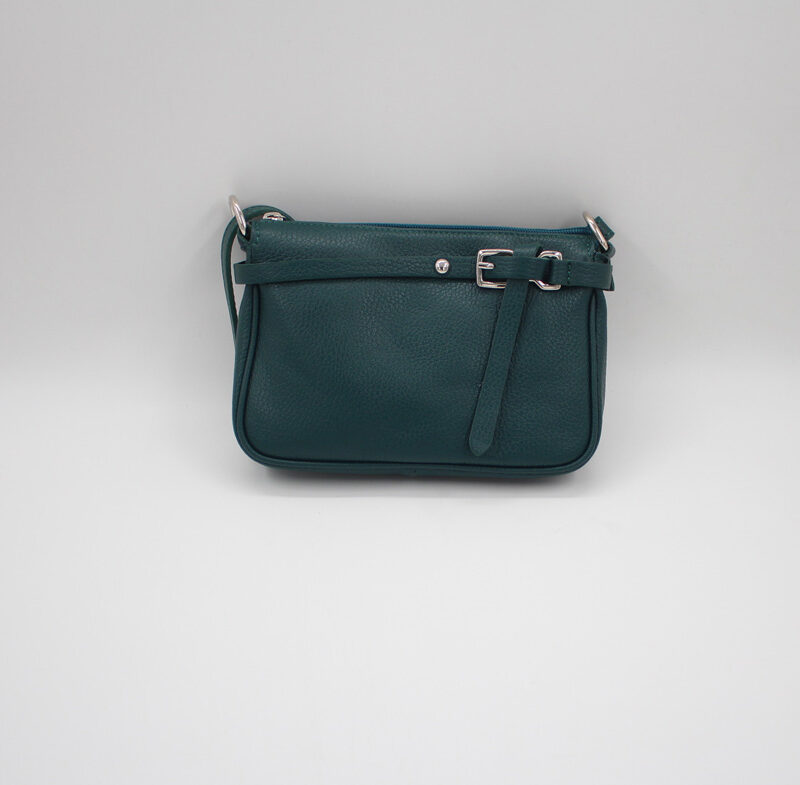 Pochette cuir vachette bleu canard