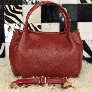 Sac à main en cuir rouge bordeaux