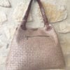Sac à main en cuir tressé taupe – Image 3