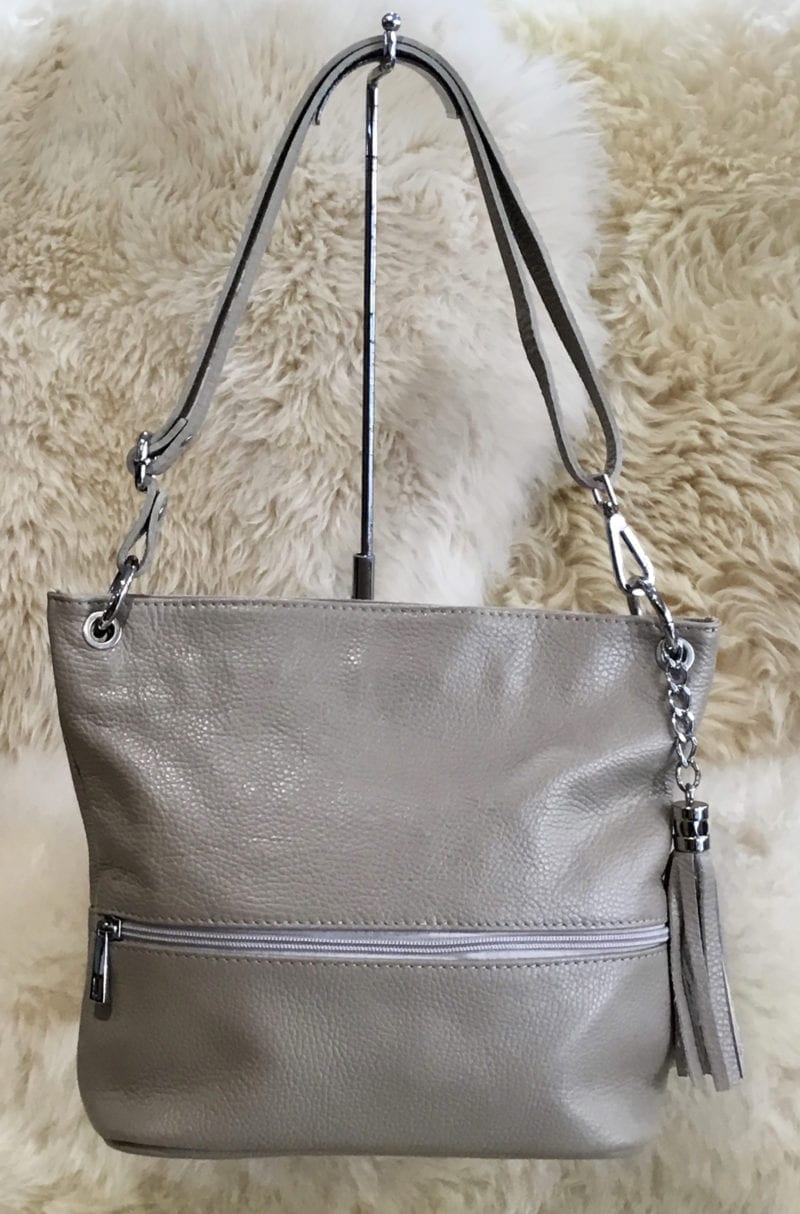 sac à main en cuir taupe