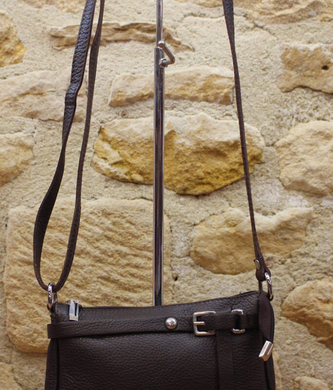 Pochette cuir vachette marron foncé