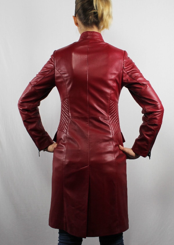 Mode Manteaux Manteaux en cuir Ceres Manteau en cuir rouge style d\u00e9contract\u00e9 