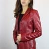 Veste longue en cuir rouge adele – Image 5