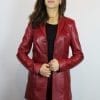 Veste longue en cuir rouge adele – Image 4