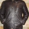 Veste demi longueur en cuir marron foncé pour homme