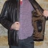 Veste demi longueur en cuir marron foncé pour homme – Image 2