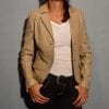 Veste en cuir beige pour femme – Image 3