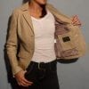 Veste en cuir beige pour femme – Image 5